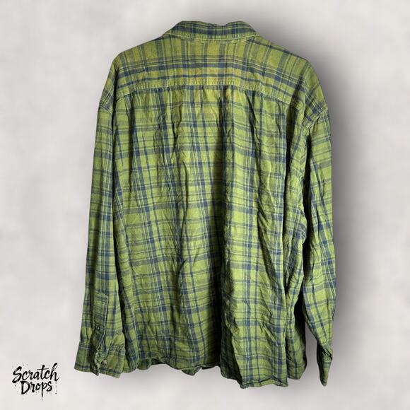 Blue Mountains Men's Plaid Shirt Size 4XL Long Sleeve Cotton Casual Green M02 - Picture 3 of 3